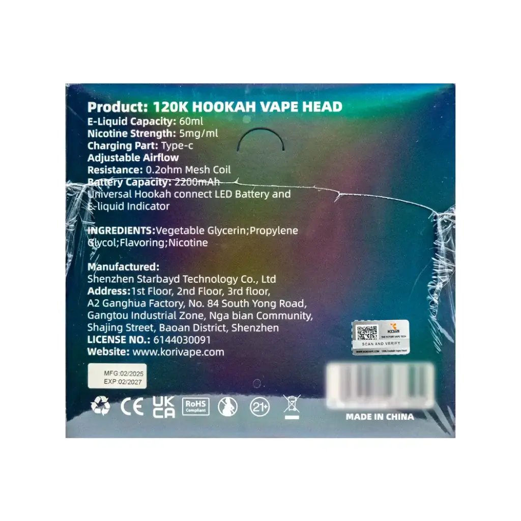 KORI 4PK 120K PUFFS HOOKAH VAPE HEAD 