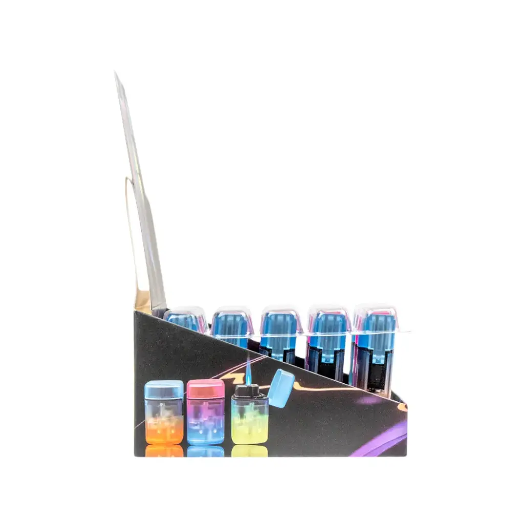 TECHNO FROSTED COLOR FLIP TOP LIGHTER - 15CT