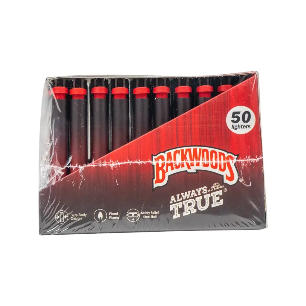 BACKWOODS LIGHTERS 50PCS DISPLAY RED BLACK