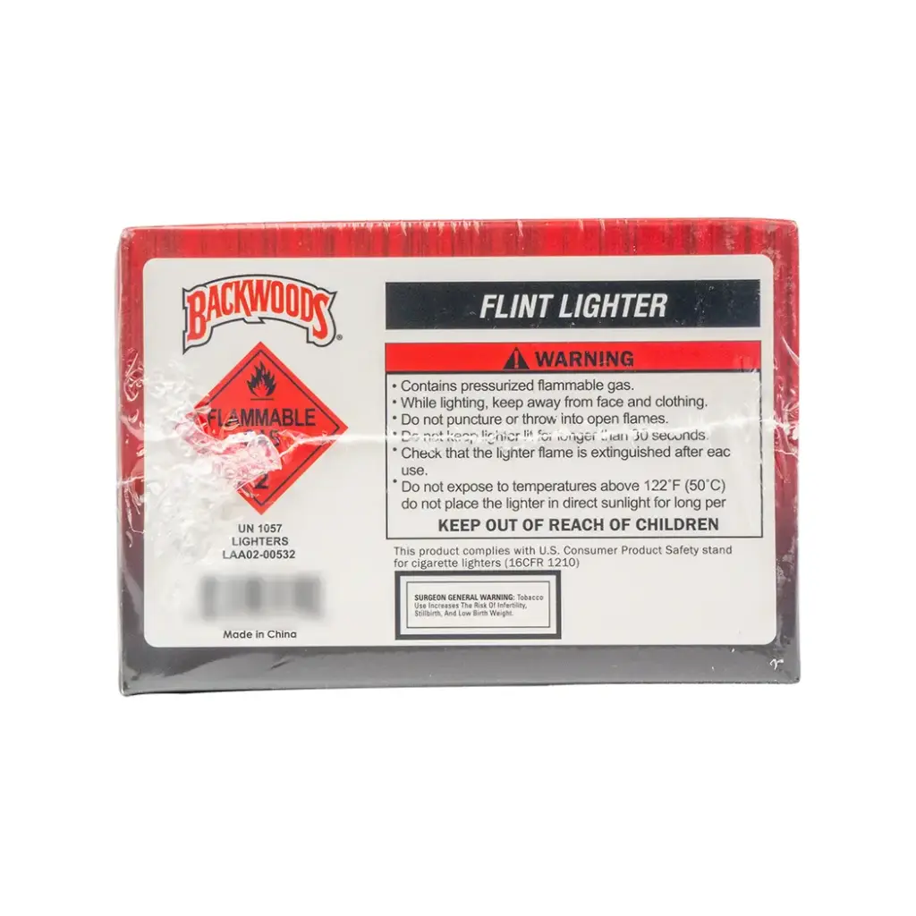 BACKWOODS LIGHTERS 50PCS DISPLAY RED BLACK