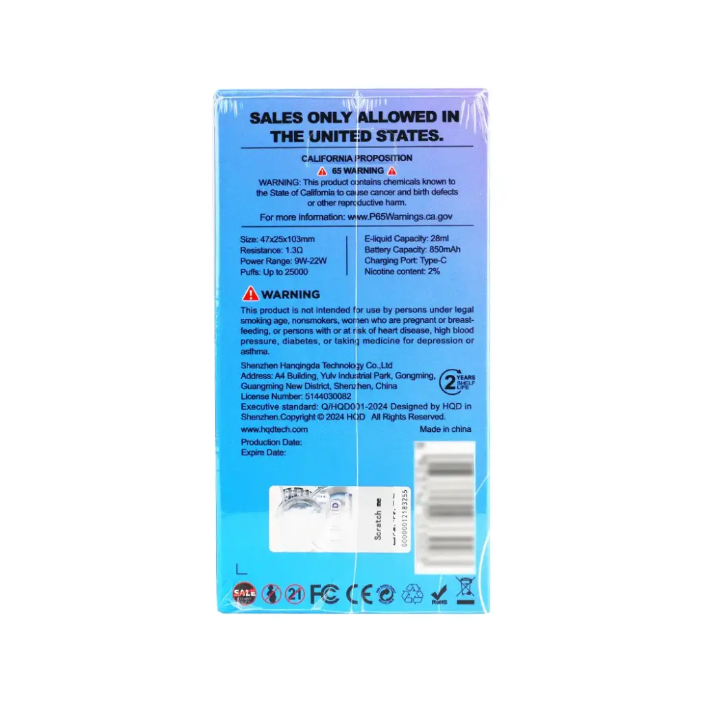 HQD CUVIE EVEREST 25K 2% 5PK DISPOSABLE