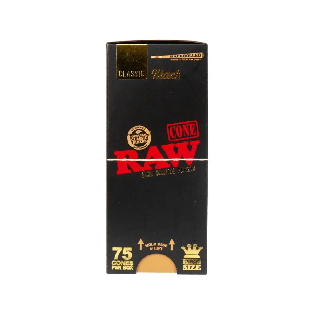 RAW BLACK CLASSIC KING SIZE 75 CONES PER BOX