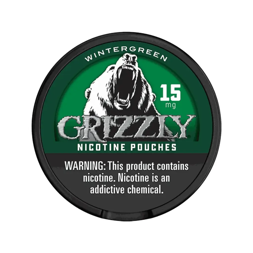 GRIZZLY NICOTINE POUCHES 15MG 5ROLLS WINTERGREEN 